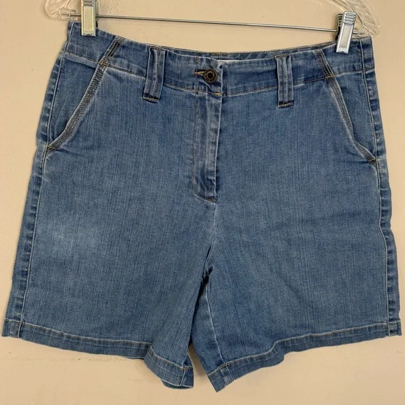 Talbots Stretch chino style denim jean shorts medium wash SZ 10 - Picture 3 of 11